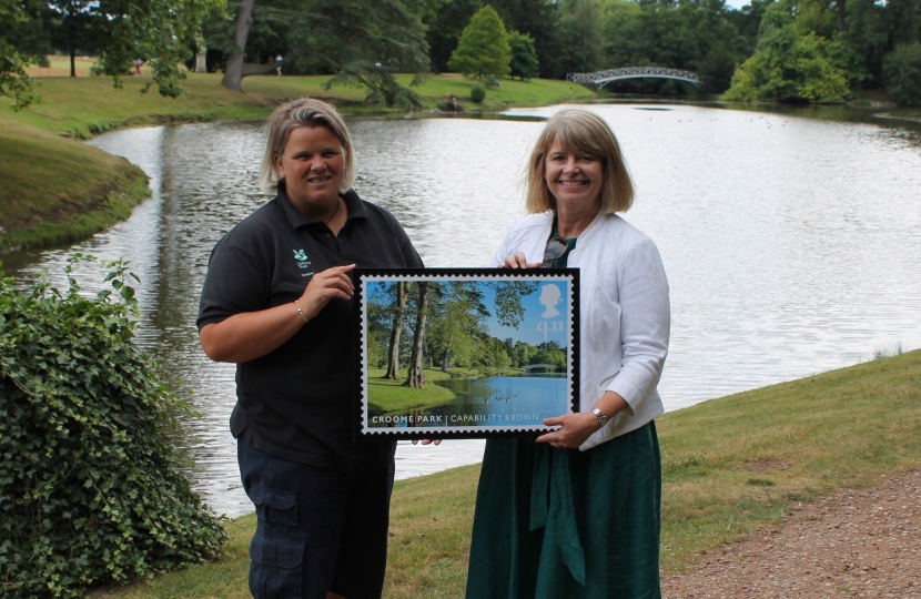 WEST WORCESTERSHIRE MP Harriett Baldwin visited Croome Court to help to launch a new stamp celebrating the work of Capability Brown.